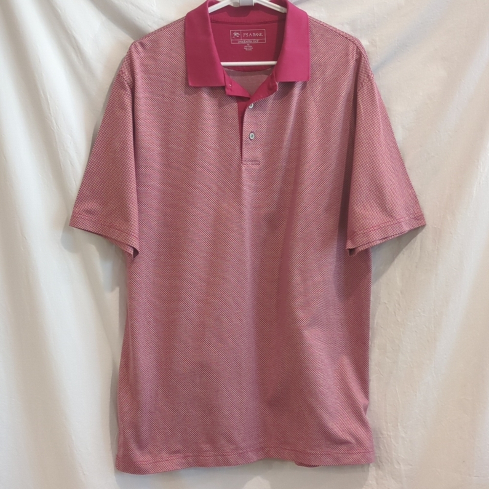 Jos.A.Bank | Leadbetter Golf Polo Shirt Berry Solid and Pattern 100% Cotton | XL